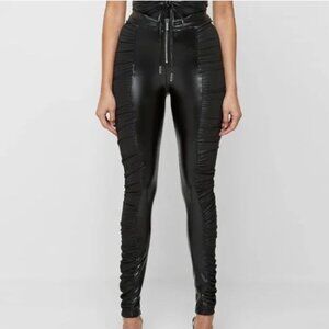 Maniere De Voir Black Ruched Leggings